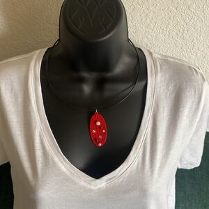 Red/black art deco folk art necklace
